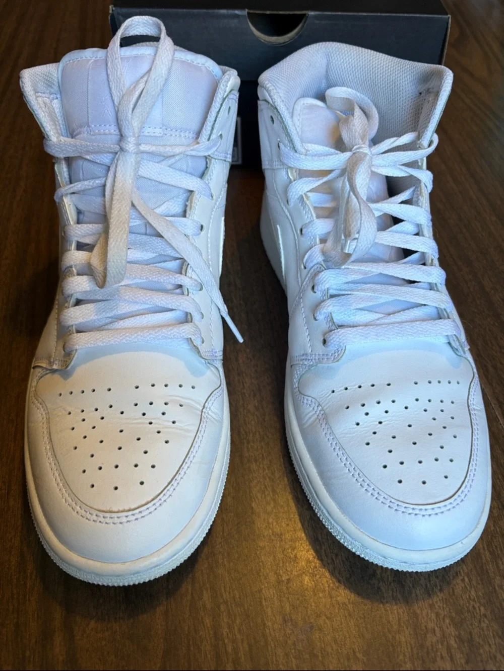 Nike Air Jordan 1 Mid Size 8.5 Triple White Colorway High Top Shoes